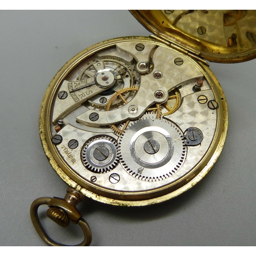 832 - A Grosvenor gold plated pocket watch