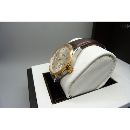 834 - A gentleman's Raymond Weil automatic wristwatch, boxed, a/f, crown loose * this lot is subject to VA... 