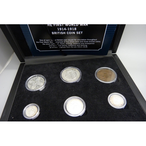 835 - A WWI 1914-1918 British coin set and an SAS Colonel David Stirling medal in silver plating, 540/999