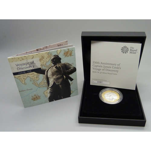 840 - A 250th Anniversary of Captain James Cook's Voyage of Discovery, 2020 UK £2 silver proof coin, Coin ... 