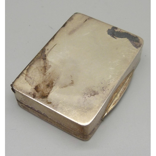 850 - A silver vesta case, Birmingham 1921, 47g