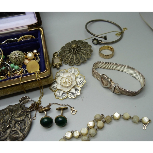 859 - Costume jewellery including silver