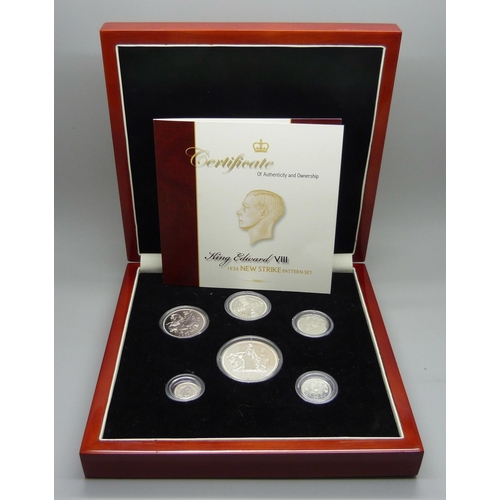 880 - A King Edward VIII 1936 New Strike pattern set of sterling silver coins