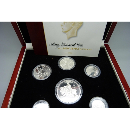 880 - A King Edward VIII 1936 New Strike pattern set of sterling silver coins