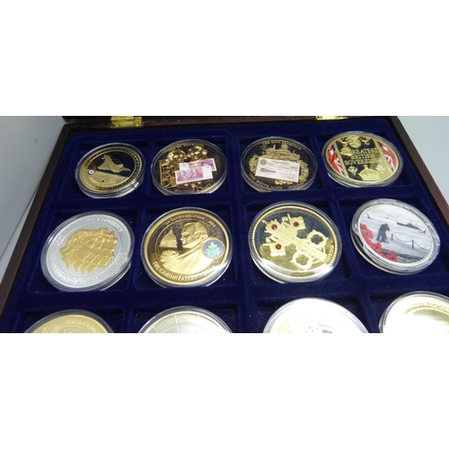 898 - Four boxed sets of gold plated coins including Royalty related, planes, history, commemorative, etc.