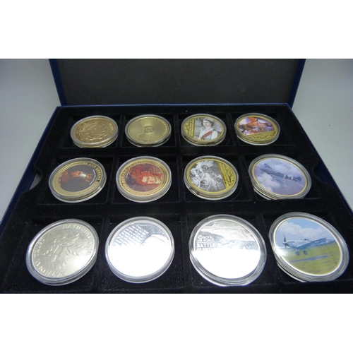 898 - Four boxed sets of gold plated coins including Royalty related, planes, history, commemorative, etc.