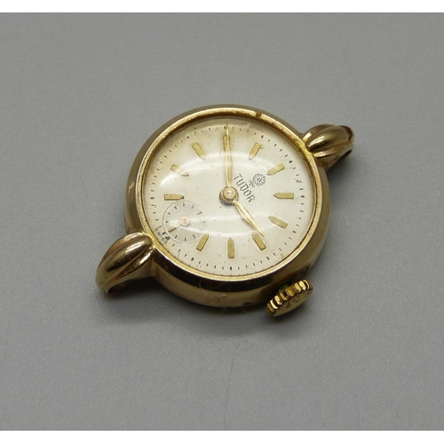 914 - A lady's 9ct gold Tudor wristwatch, back inscribed made for Rolex, gross weight 4g including glass