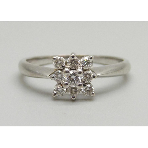 926 - An 18ct white gold and diamond ring, 3.2g, Q, mark worn