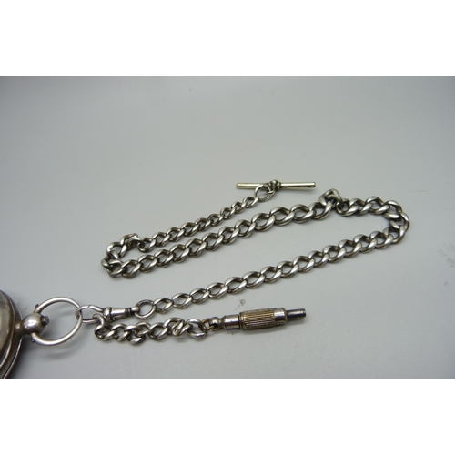 996 - A silver Waltham pocket watch and chain, Birmingham 1889