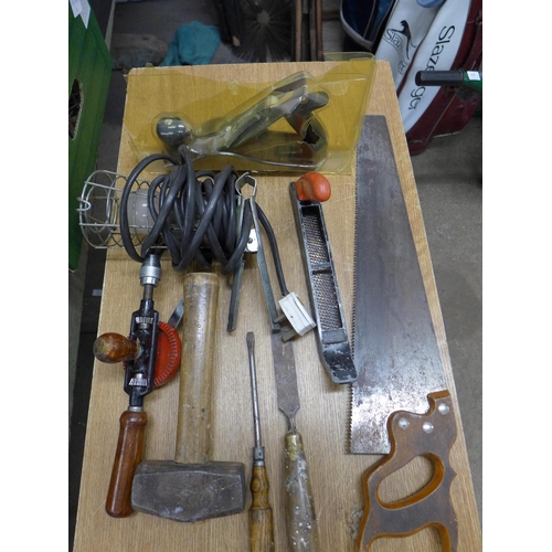 2010 - A Stanley plane, hammers, a hand drill, etc.