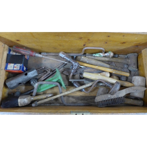 2025 - A carpenter's tool box including woodworking tools