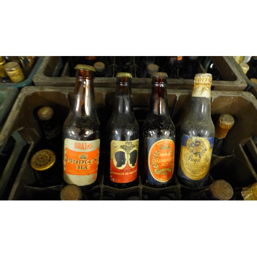 2072 - 6 Crates of vintage beer bottles including Guiness, Ansells, Riddles and more