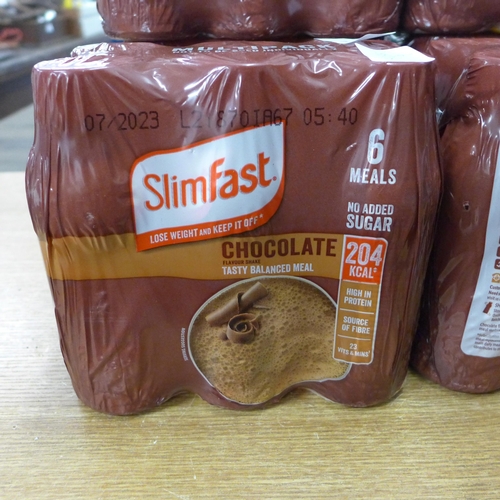 2074 - 6 Packs x 6 bottles of Slimfast chocolate flavoured balanced meal shakes (325ml) use by 07/23