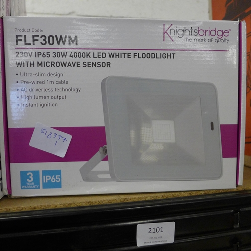 2101 - 2 Knightsbridge white floodlights with microwave sensor (FLF30WM)