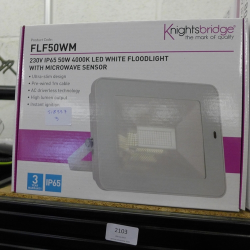 2103 - 2 Knightsbridge LED floodlights with microwave sensor (FLF50WM)