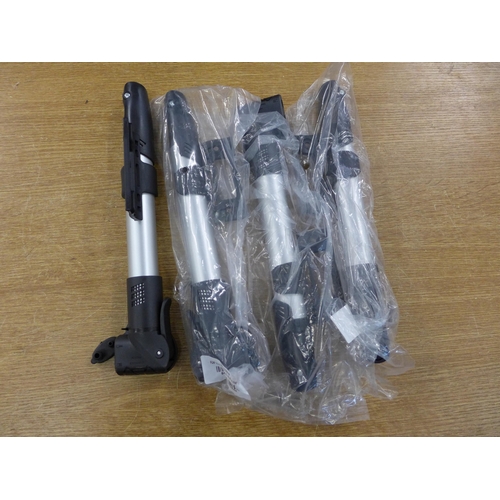 2120 - 6 Mini aluminium high pressure bike pumps with frame mount - unused