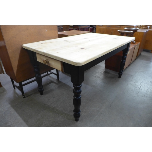 126 - A Victorian style painted pine single drawer kitchen table