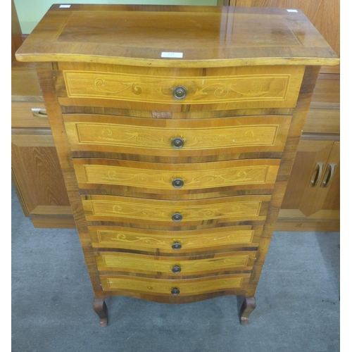 129 - A 19th Century style Italian inlaid walnut chest of drawers