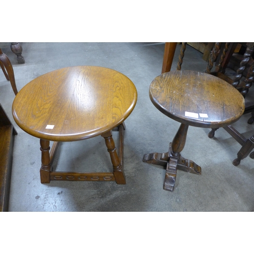 135 - An Ipswich oak wine table and an oak occasional table