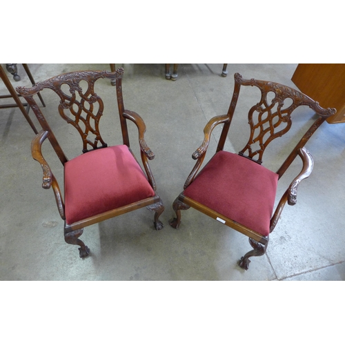 15 - A pair of child's Chippendale Revival carved mahogany elbow chairs