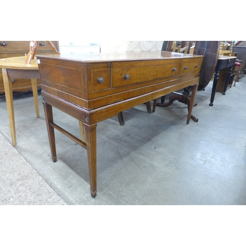 167 - A George IV inlaid mahogany three drawer serving table