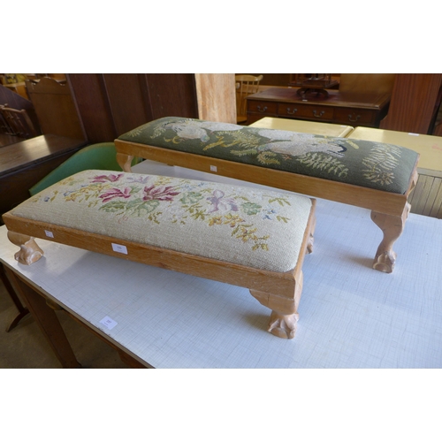 196 - Two oak footstools