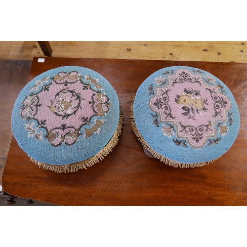 204 - A pair of Victorian circular beadwork footstools