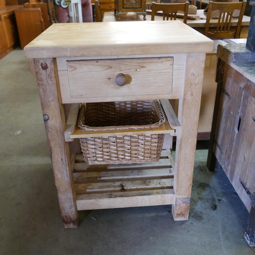 211 - A pine and beech kitchen island