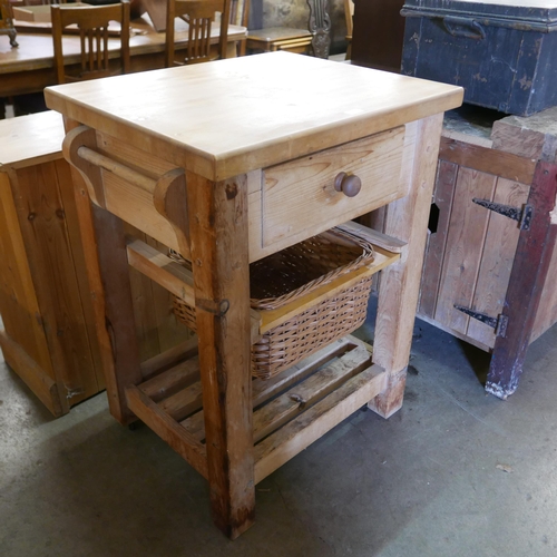 211 - A pine and beech kitchen island