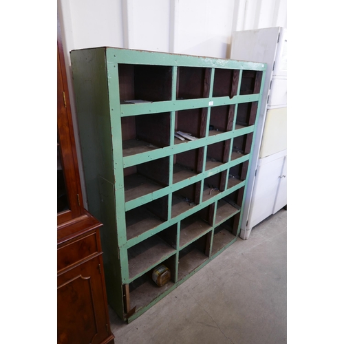 236 - A painted wooden industrial pigeon hole cabinet