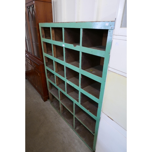 236 - A painted wooden industrial pigeon hole cabinet