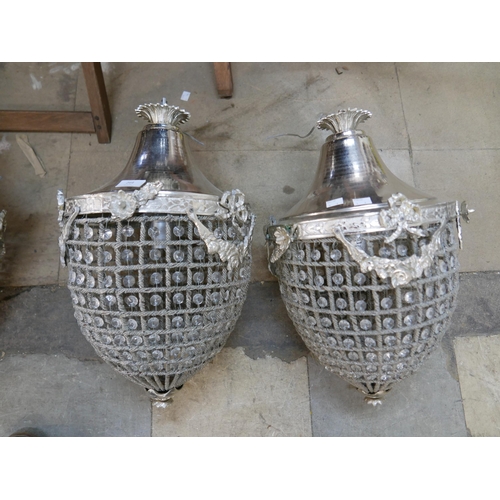 264 - A pair of French Empire style pear shaped chandeliers