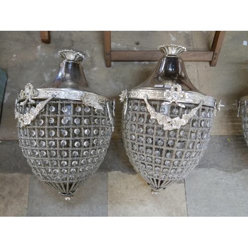 265 - A pair of French Empire style pear shaped chandeliers