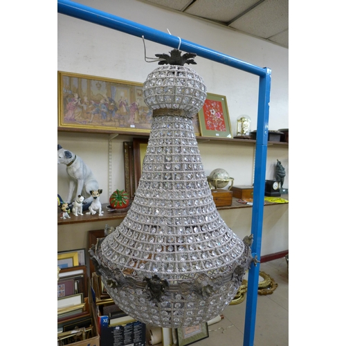 277 - A pair of similar French Empire style bag shaped chandeliers