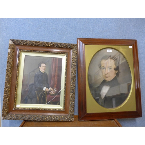 290 - Two early 20th Century overpainted photographic portrait prints, framed