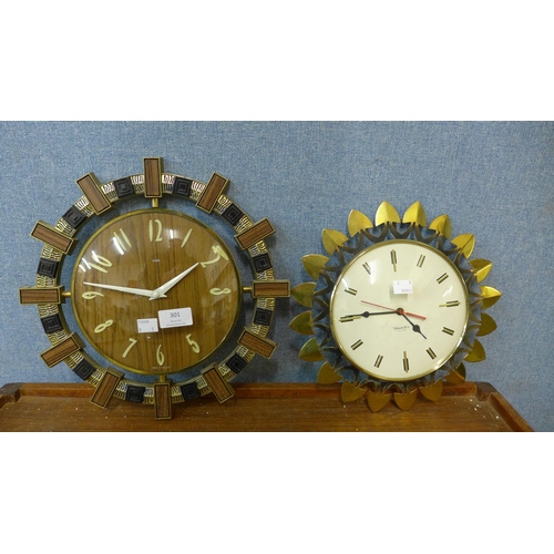 301 - Two Metamec wall clocks