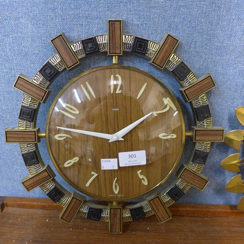 301 - Two Metamec wall clocks