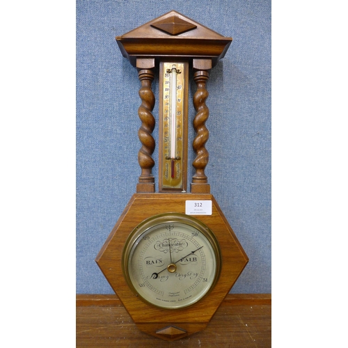 312 - A Short & Mason of London walnut aneroid barometer