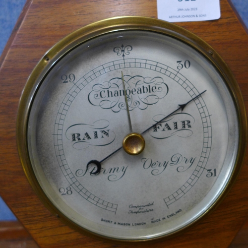 312 - A Short & Mason of London walnut aneroid barometer