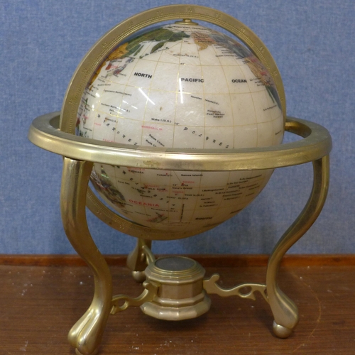 313 - A gilt metal and faux gem set desk top terrestrial globe