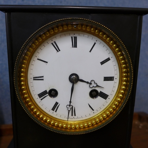 316 - A 19th Century French Belge noir mantel clock and an Art Deco walnut mantel clock