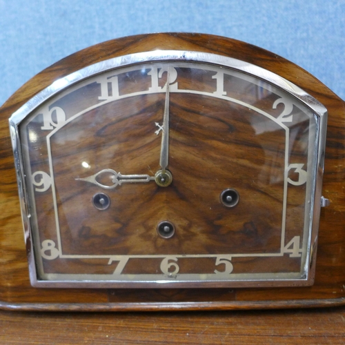 316 - A 19th Century French Belge noir mantel clock and an Art Deco walnut mantel clock