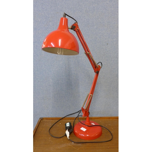 333 - A red metal anglepoise desk lamp