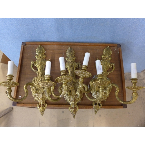 336 - A set of three 19th Century style French gilt metal wall mounted lights