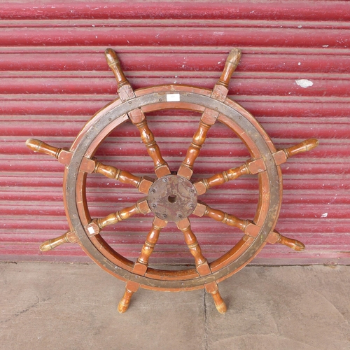 339 - A teak ship's wheel