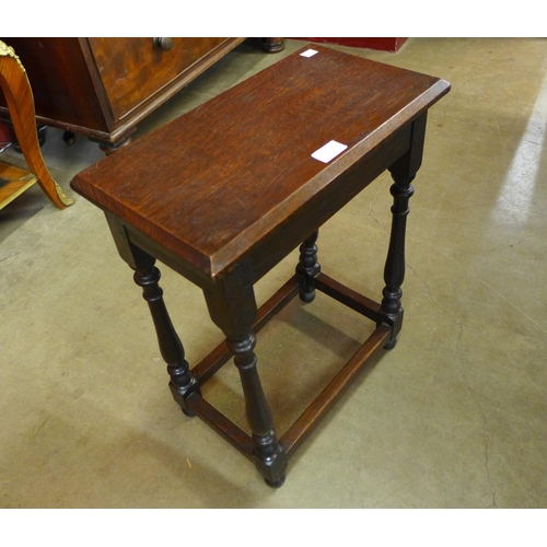 37 - A 17th Century style oak joint stool