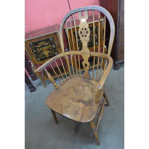 38 - A 19th Century elm and beech highback Windsor chair