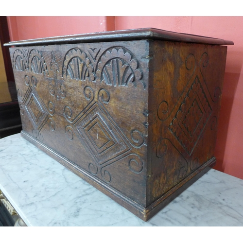 5 - A 17th Century carved oak box