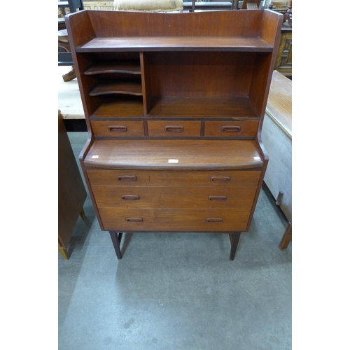 65 - A Danish teak secretary chest of drawers