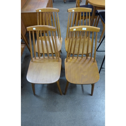 80 - A set of four beech kitchen chairs